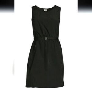 Avia Round Neck Black Nylon Sleeveless Dress with Belt, Size 4-6 (Small)